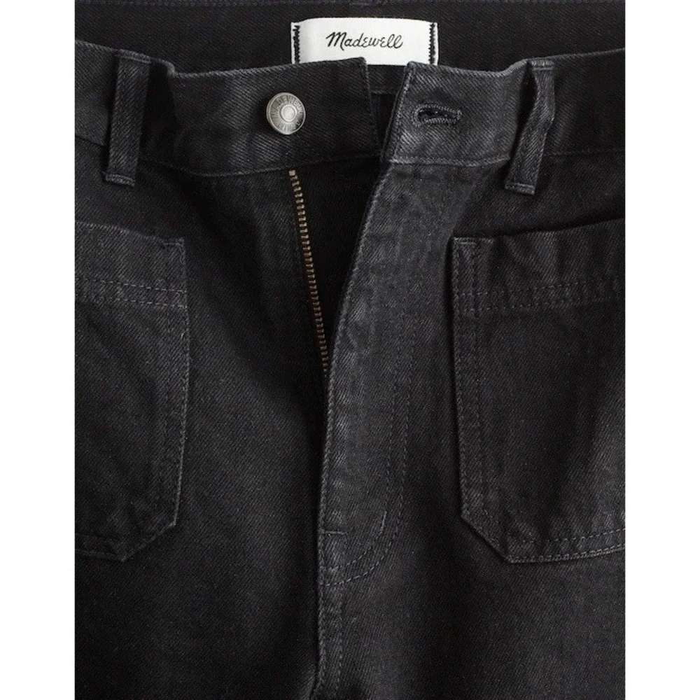 Madewell The Cleo Straight Jean Black High Rise Patch Pocket Jeans 30 NWOT $148 - Picture 6 of 12
